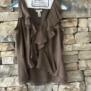 Elegant Brown Ruffle Sleeveless Top